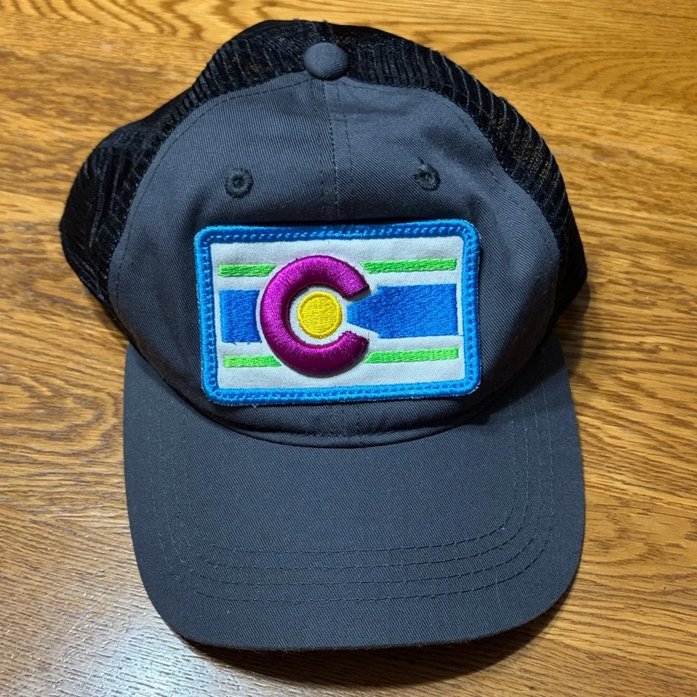 Black Trucker Hat with Colorful Colorado Patch
